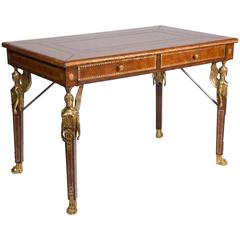 Gilt Tooled Leather Two-Drawer Desk by Maitland Smith