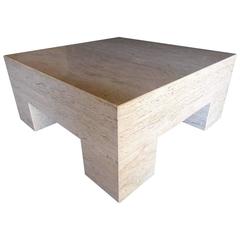 Travertine Square Coffee Table, circa 1980s