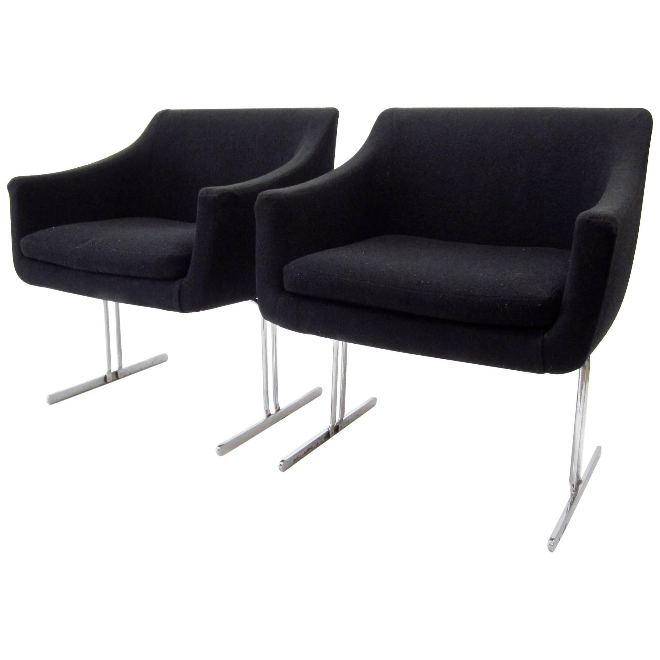 Pair of Hugh Acton Chrome Frame Lounge Chairs For Sale