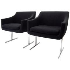 Pair of Hugh Acton Chrome Frame Lounge Chairs