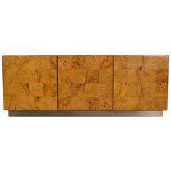 Floating Bar or Console in Burl Wood by Milo Baughman, Wall Mounted 4