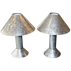Pair of Zinc and Brass Trim Ron Rezek Table Lamps