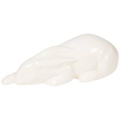 Off-White Crackle Glaze Ceramic Rabbit by Primavera