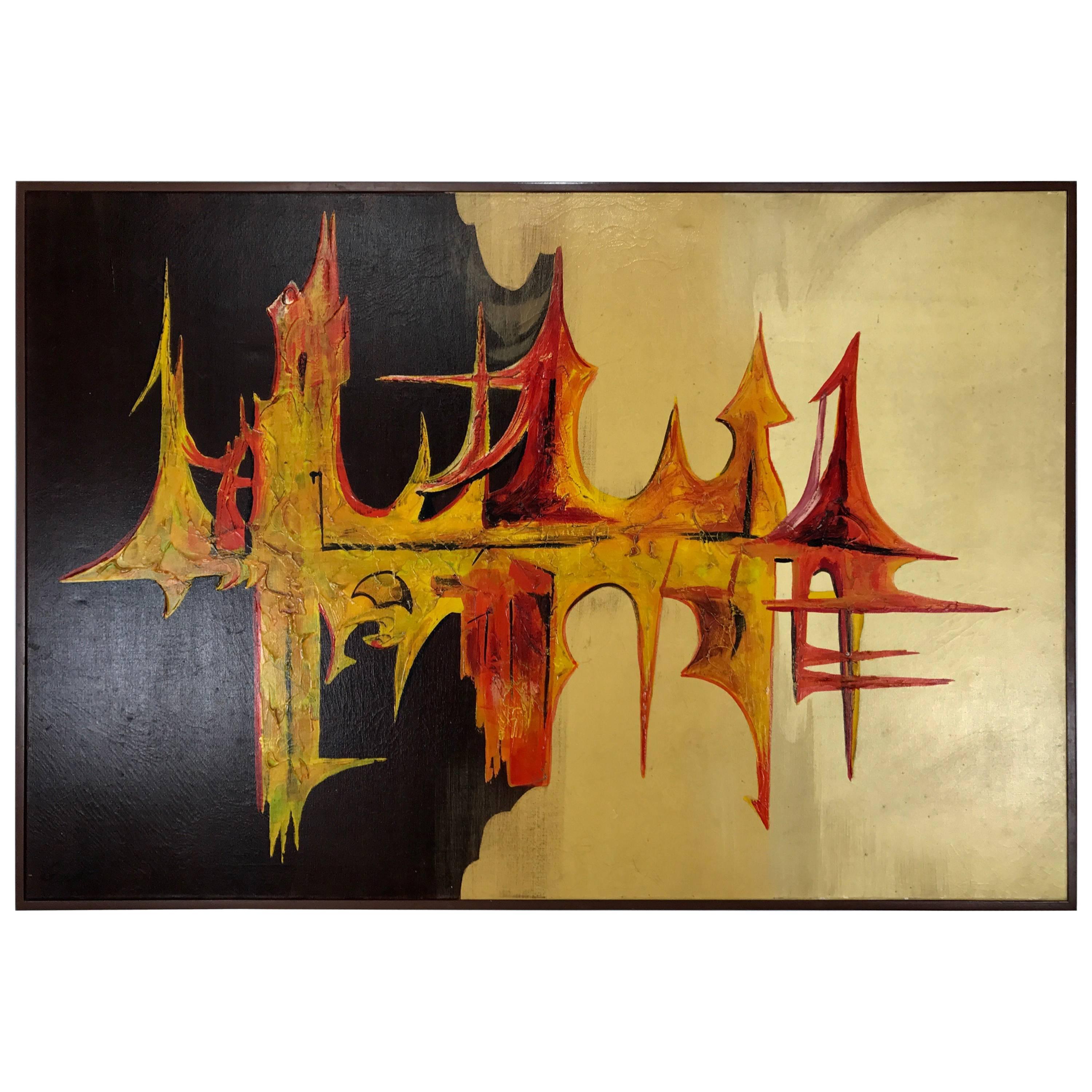 Grande huile abstraite moderne sur toile "Sound Wave" par Carlo of Hollywood en vente