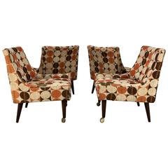 Set of Four Modernist Slipper Chairs in Manner of Harvey Probber, Larsen Fabric 9