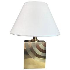 Italian 1960s Brass Table Lamp with Striped Detail 3