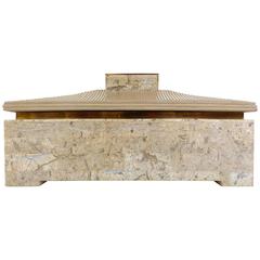 Mid-Century Modern Tessellated Stone and Brass Box Attributed to Maitland-Smith 10