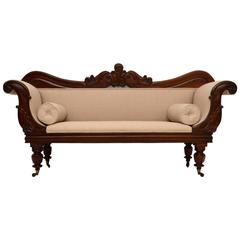Antique William IV Carved Mahogany Upholstered Sofa