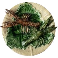 19th Century Majolica Palissy Crawfishs Wall Platter 12