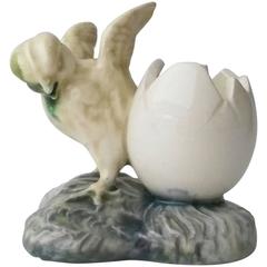 French Majolica Chick and Egg Vase Delphin Massier, circa 1900