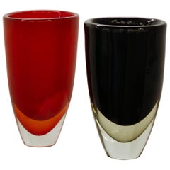 Romano Dona, Pair of Double Sommerso Vases, circa 2005, Massiccio