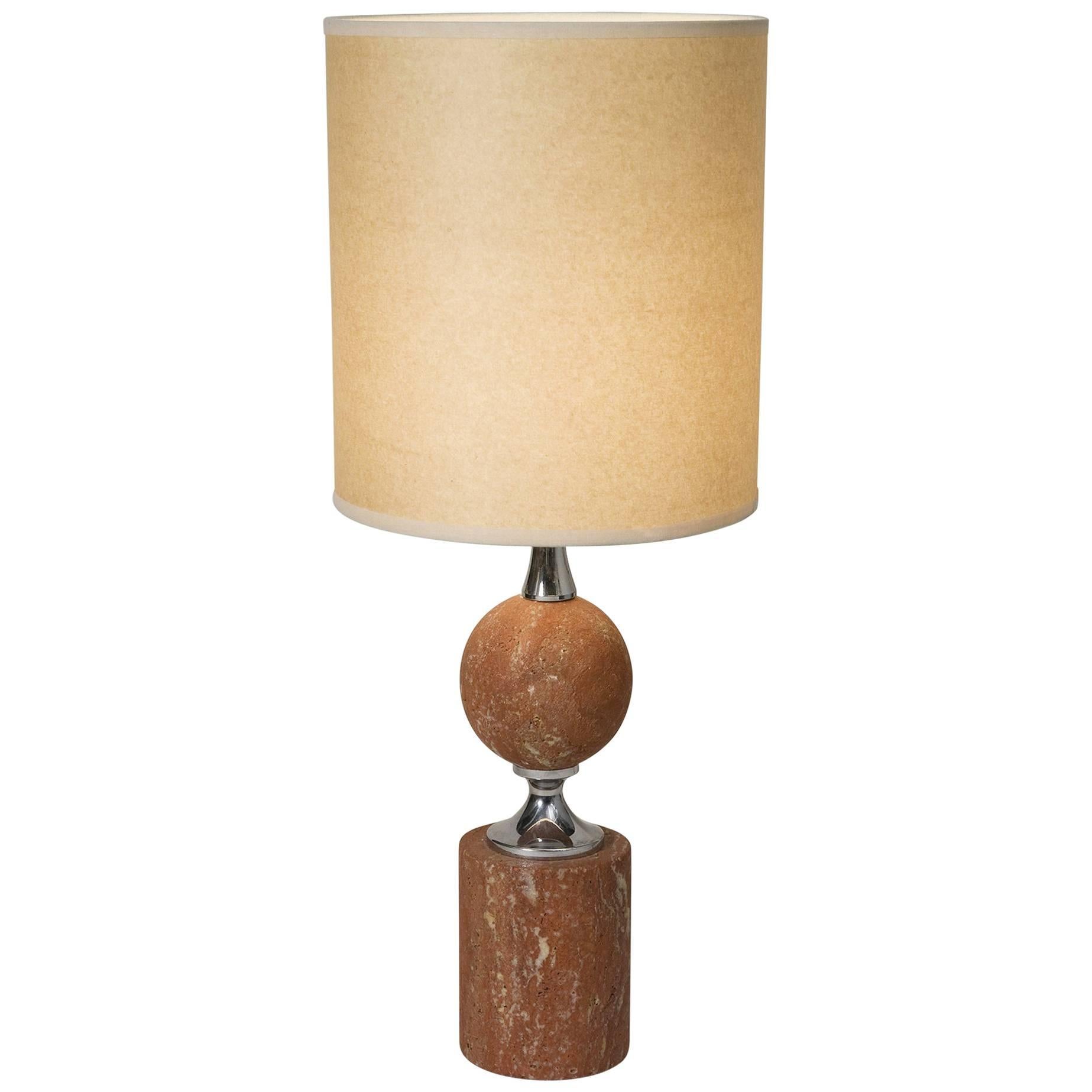 Rouge Travertine Table Lamp by Barbier, French, 1970s For Sale