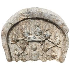 12 Buddha Antique Garden Stone Ornament Old Chinese Collection