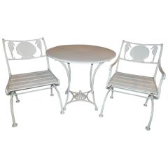 Bistro Set, Cast Iron Table and Chairs with Shell & Sea Horses