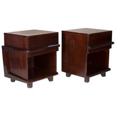 Pair of Single Drawer Walnut End Tables, American, 1970s 6