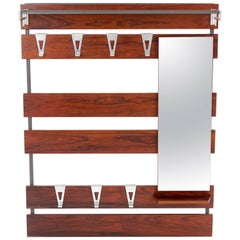 COAT RACK ART DECO with Mirror and aluminum hooks