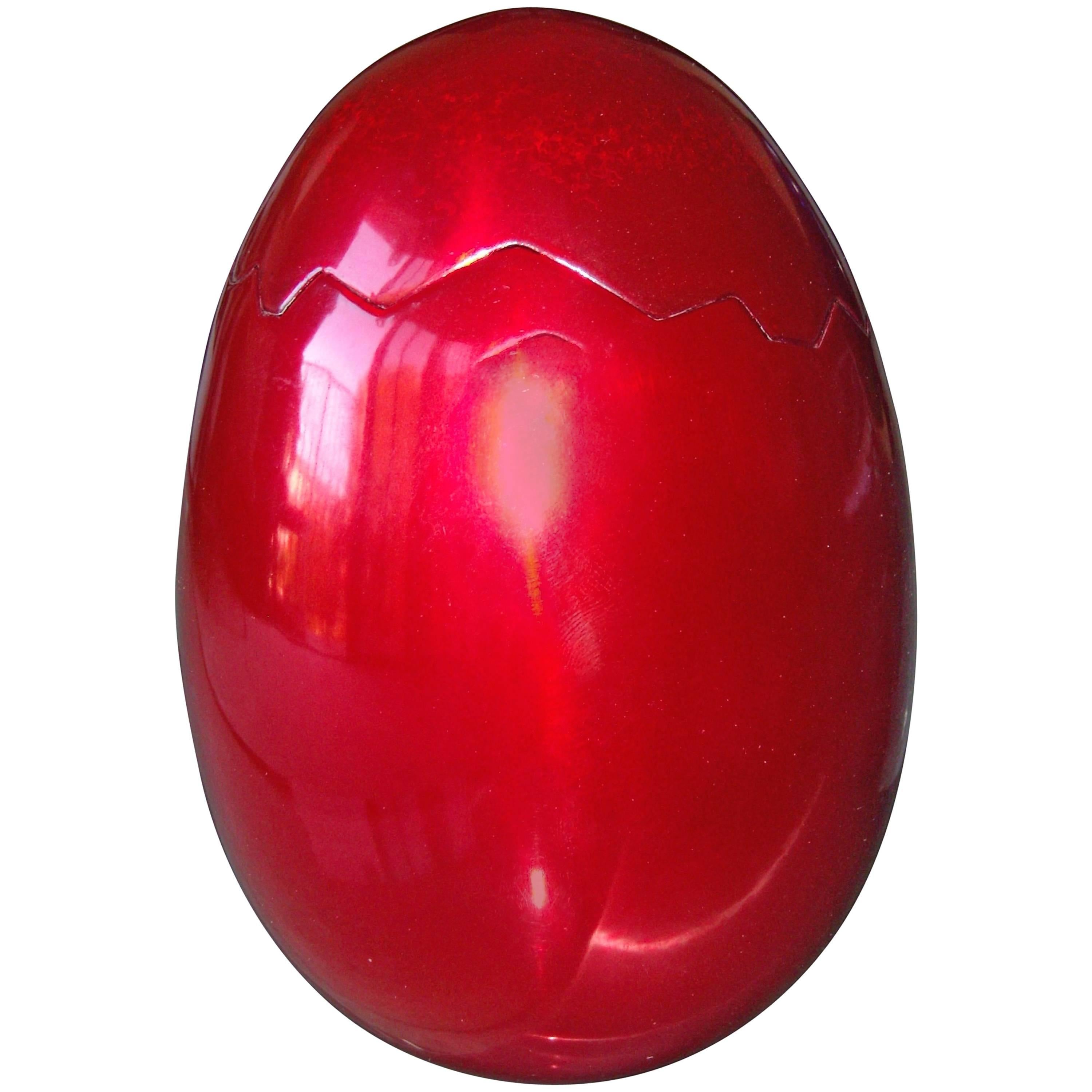 Jeff Koons "Cracked Egg" Red Aluminum Anodize Box Sculpture, BCAM