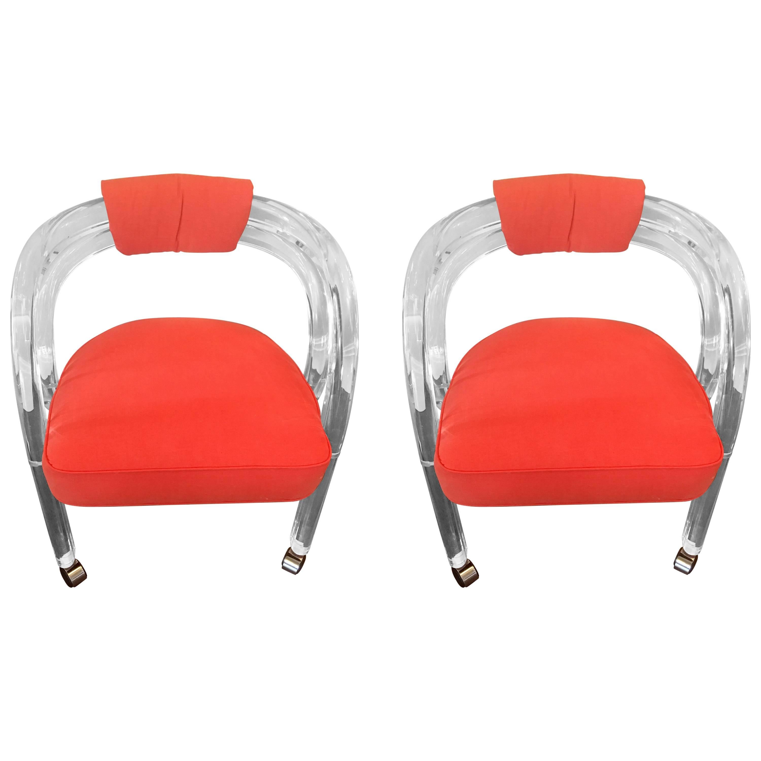 Pair of Lucite Chairs by Hill Manufacturing 
Company For Sale