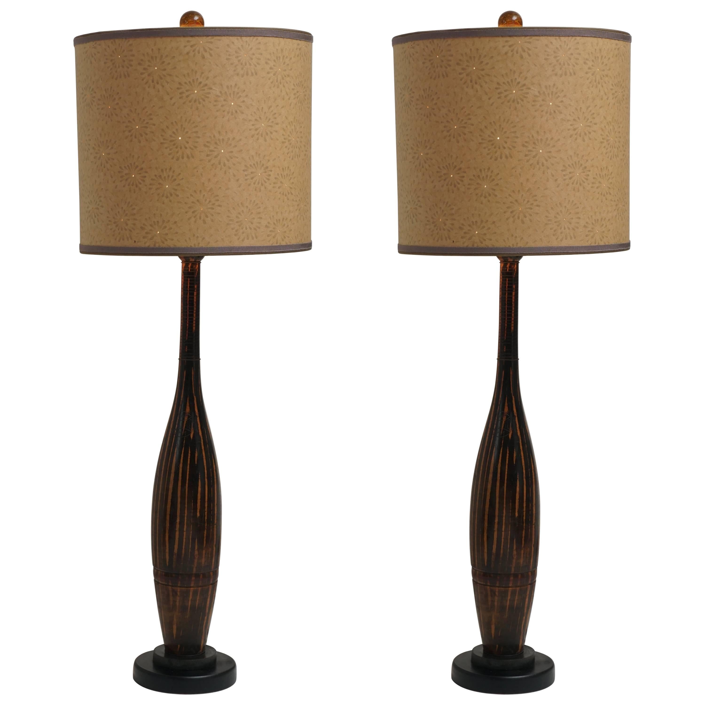 Pair of Early Spalding Clubs Wired as Lamps