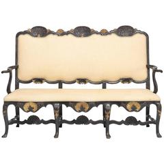 Exceptional Painted and Parcel Gilt Rococo Settee, Norway, circa 1750 7