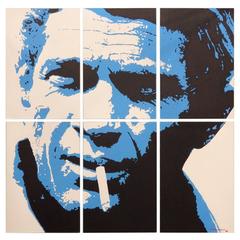 Large Six-Panel Steve McQueen Portrait Painting by Detroit Artist Billy Couch 6