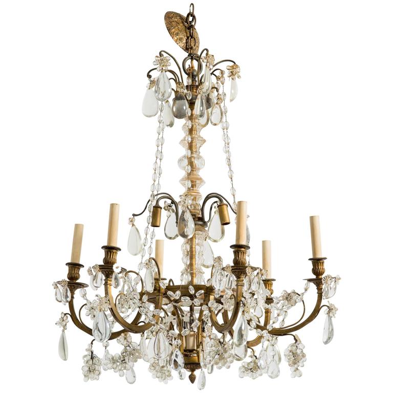 1940s French Bronze And Crystal Basket Chandelier For At 1stdibs 1940s French Bronze And Crystal Basket Chandelier For