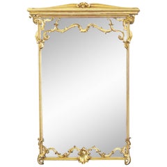 Six FT Tall Italian Style Gilt Carved Framed Etched Glass Mirror 