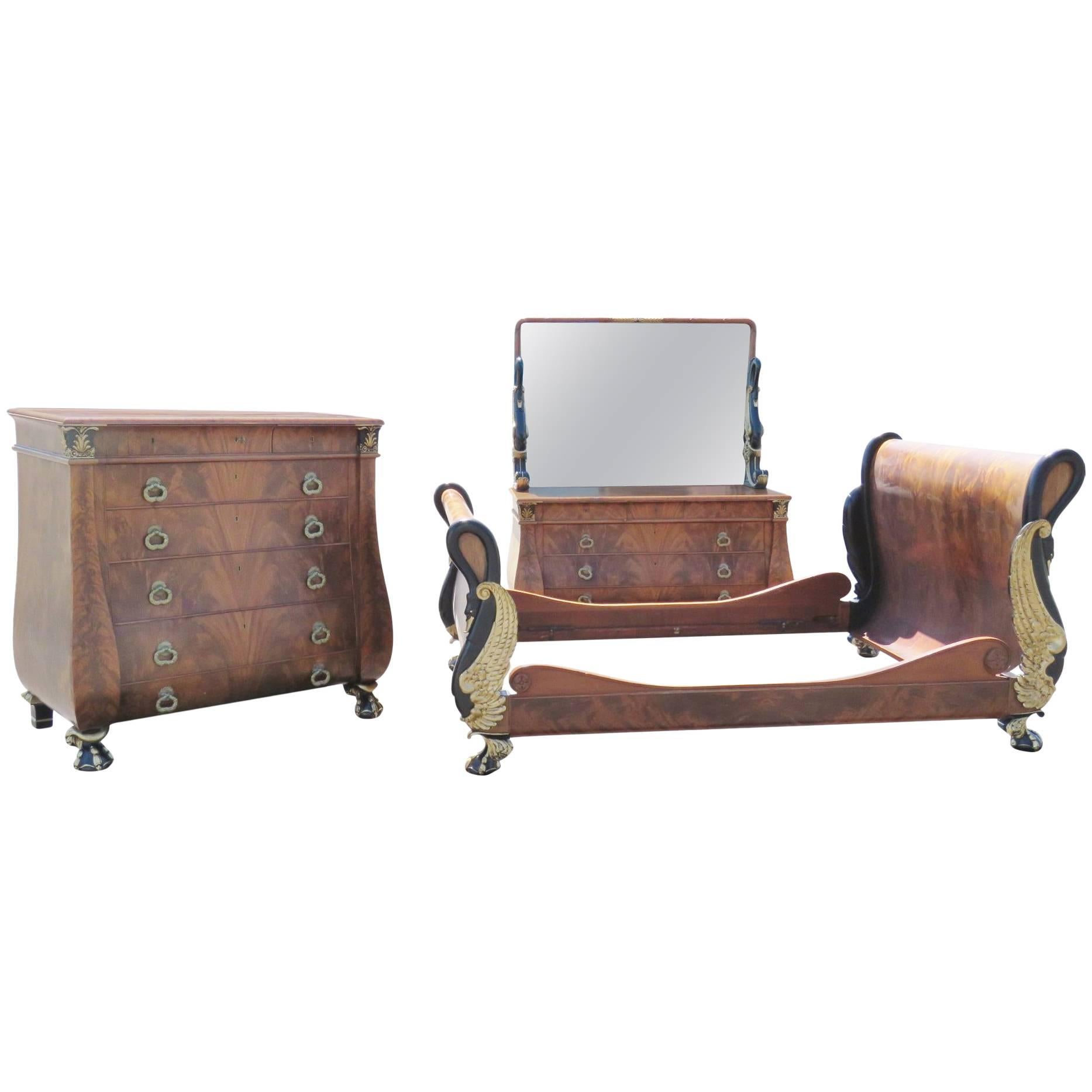 Magnificent Three-Peice French Empire Style Bedroom Set Mann, Charles Lannieure