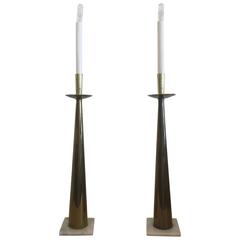 Vintage Pair of Brass Candle Lamps
