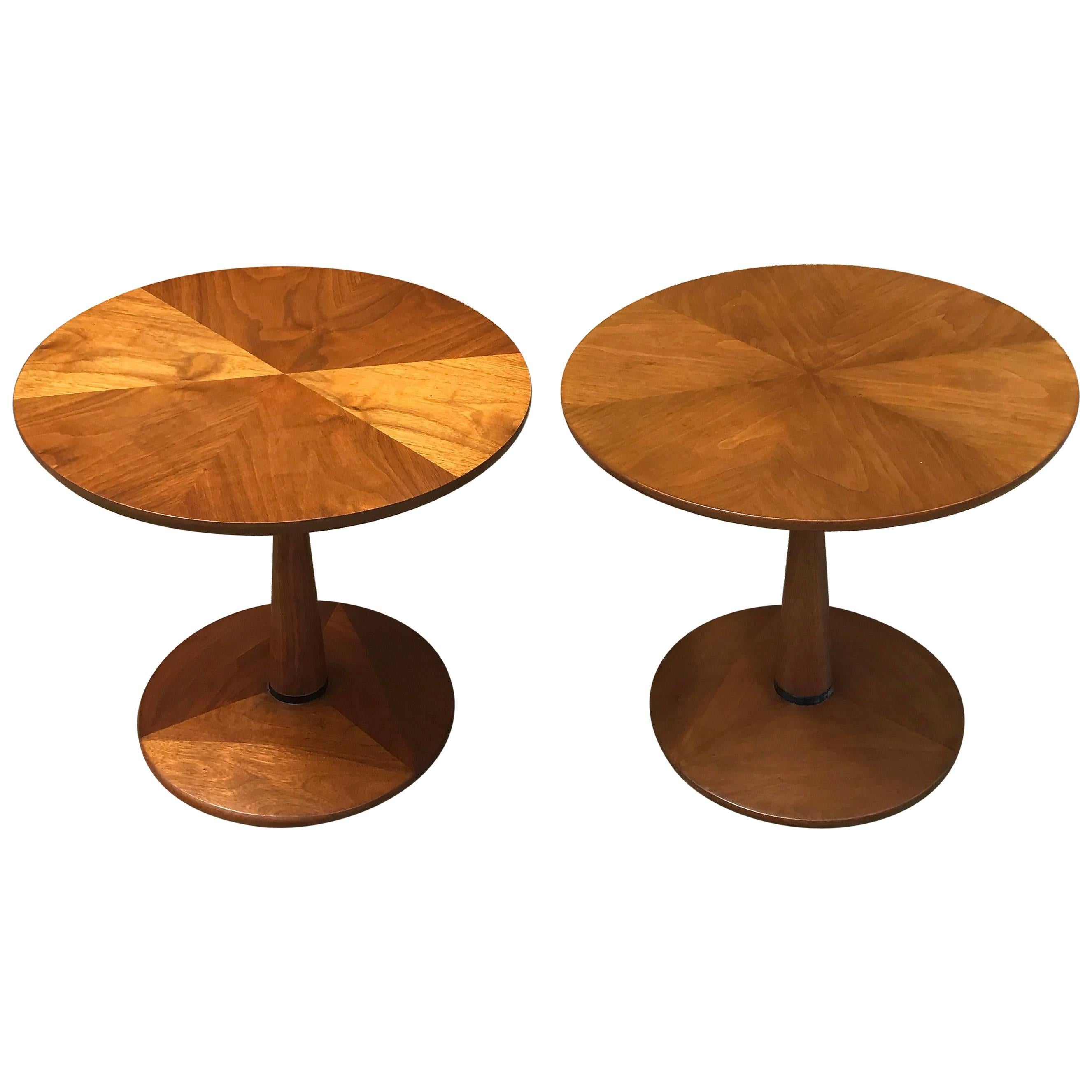 Walnut Pedestal Side Tables by Kipp Stewart for Drexel Declaration