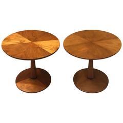 Walnut Pedestal Side Tables by Kipp Stewart for Drexel Declaration