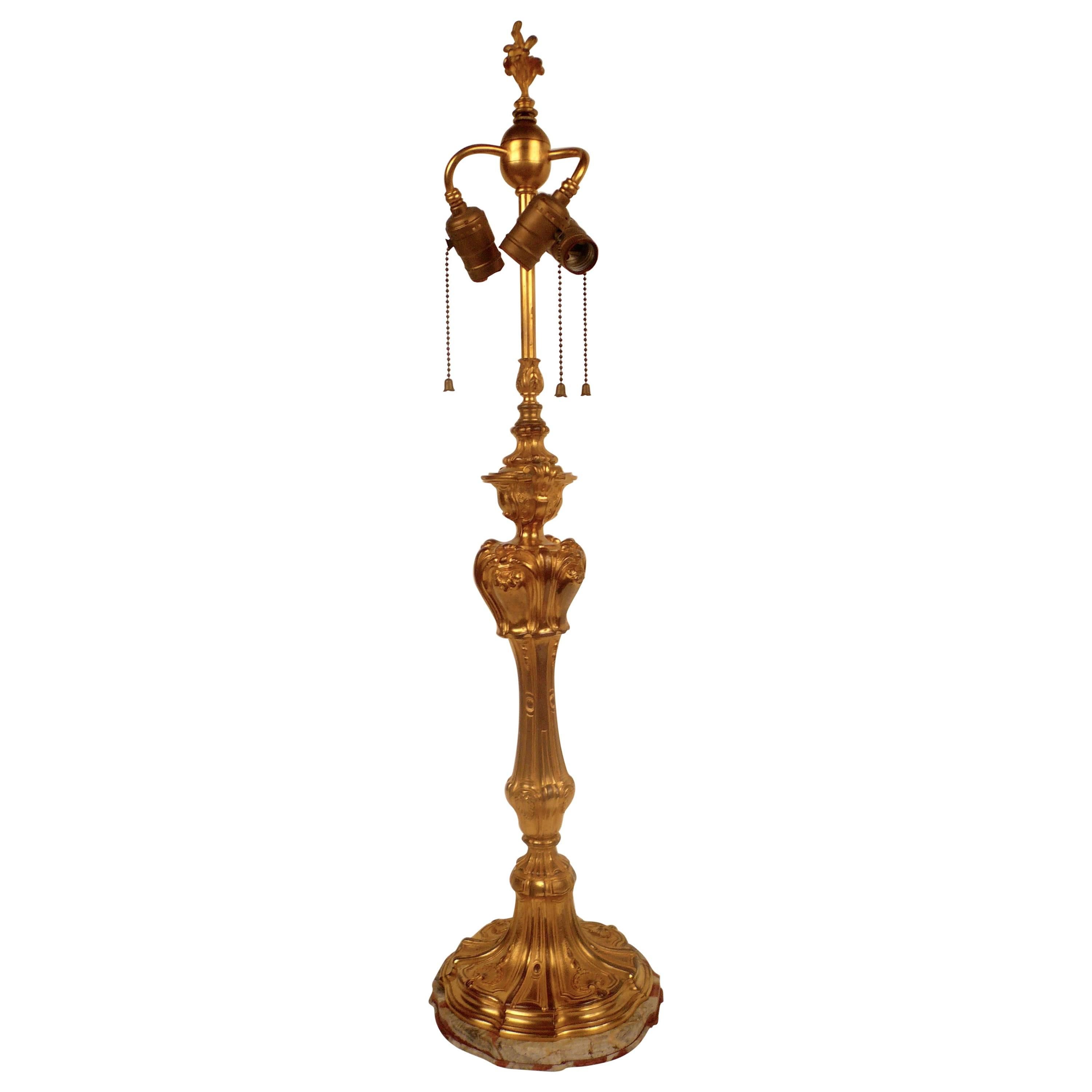 Edward F. Caldwell Gilt Bronze and Marble Table Lamp For Sale