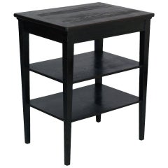 Early 20th Century Ebonized Rustic Side Table, Working Table in Massive Walnut