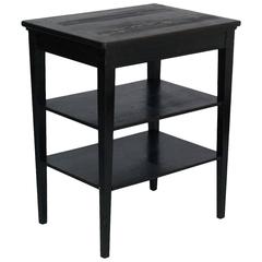Early 20th Century Ebonized Rustic Side Table, Working Table in Massive Walnut 2