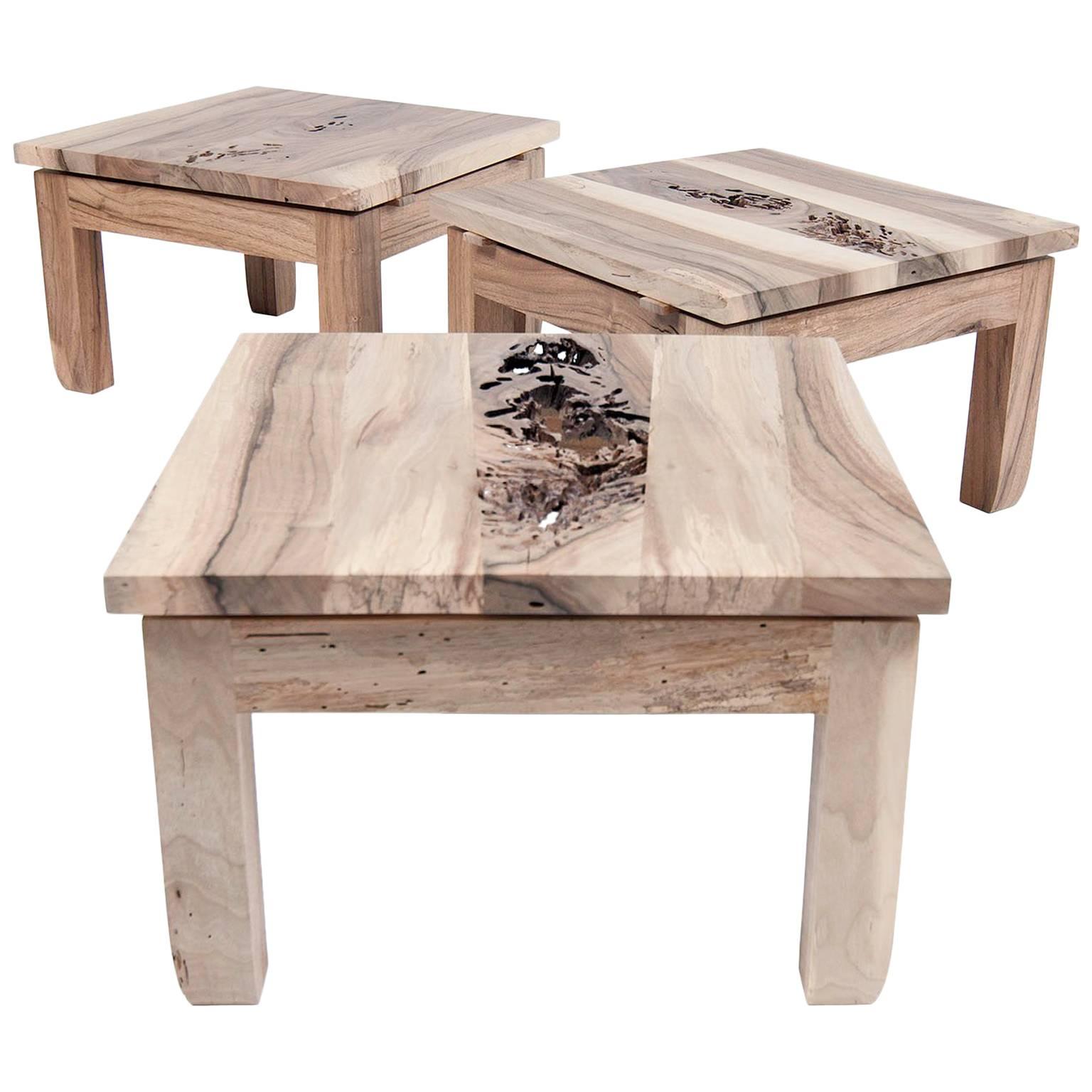 Contemporary English Walnut Hardwood Low Prayer Stools Made in Brooklyn in Stock For Sale