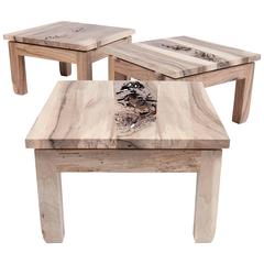 Contemporary English Walnut Hardwood Low Prayer Stools Triplets Made in Brooklyn