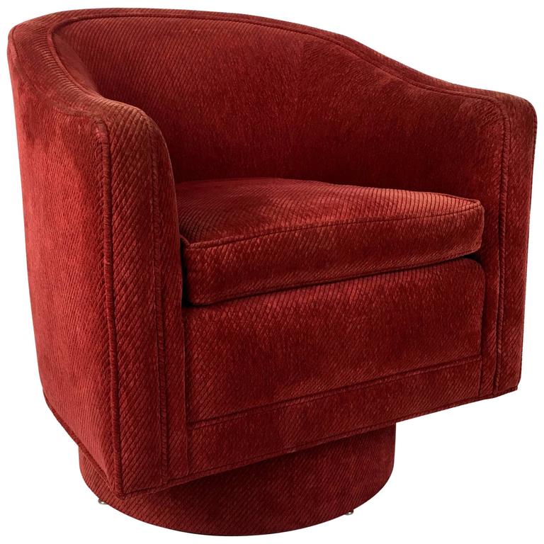 Mid Century Modern Milo Baughman Style Rattan Wicker Barrel Swivel Barrel Swivel Chair By Milo Baughman