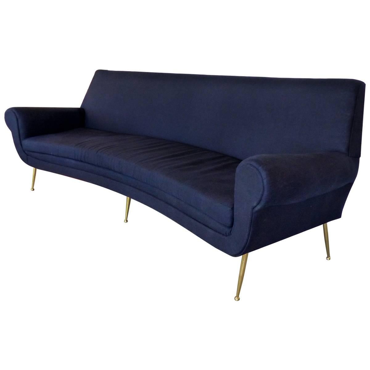 Mid-Century Modern Italian Curved Sofa by Gigi Radice