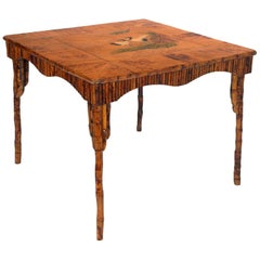 Used Precious Art Deco Chinoiserie Table from the 1920s, in beech wood hand-carved 