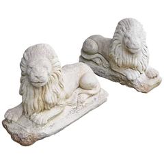Pair of Antique Garden Lions 5