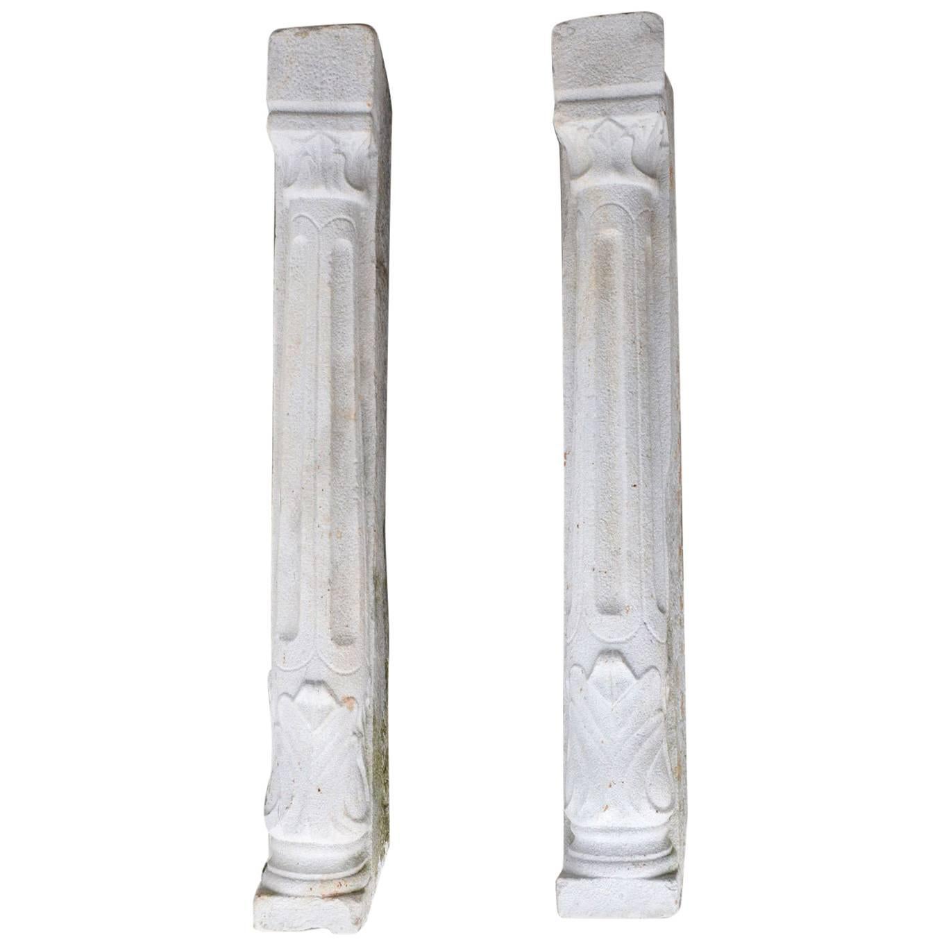 Pair of Antique Marble Pilaster Console Plinth For Sale