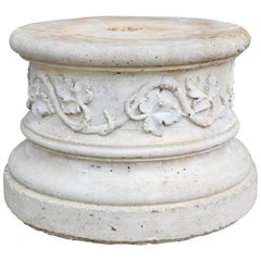 Round Stone Pedestal with Ivy