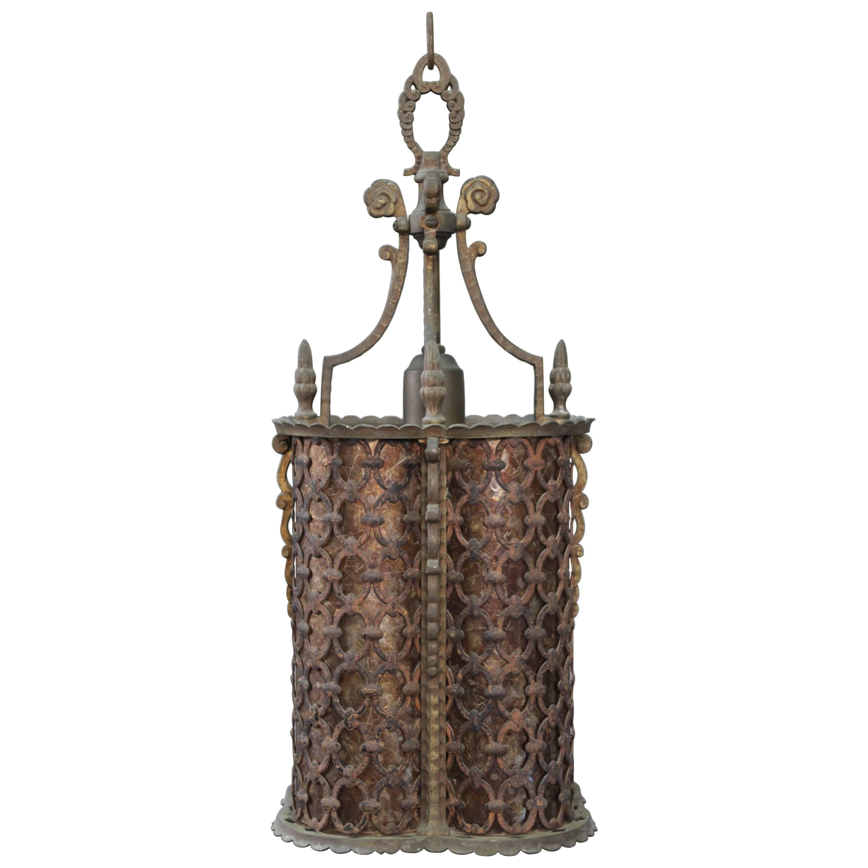 1920s Wonderful Bronze and Iron Pendant with Moorish Pattern