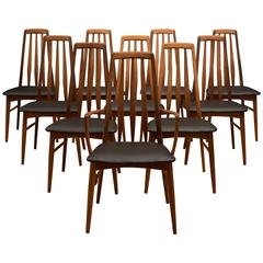 Set of Ten Teak "Eva" Dining Chairs by Niels Koefoed