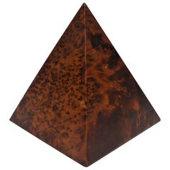 Burl Geometric Pyramid Decorative Sculpture 