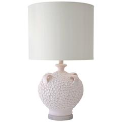 Mid-Century Coral Glazed Ceramic Jar Form Table Lamp