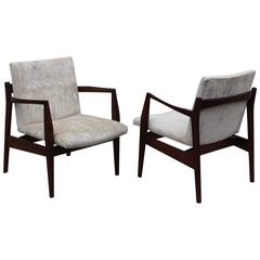 Jens Risom Walnut Sculptural Lounge Chairs 9