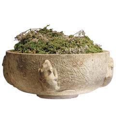 Scandinavian Stone Bird Bath with Relief Carving 1