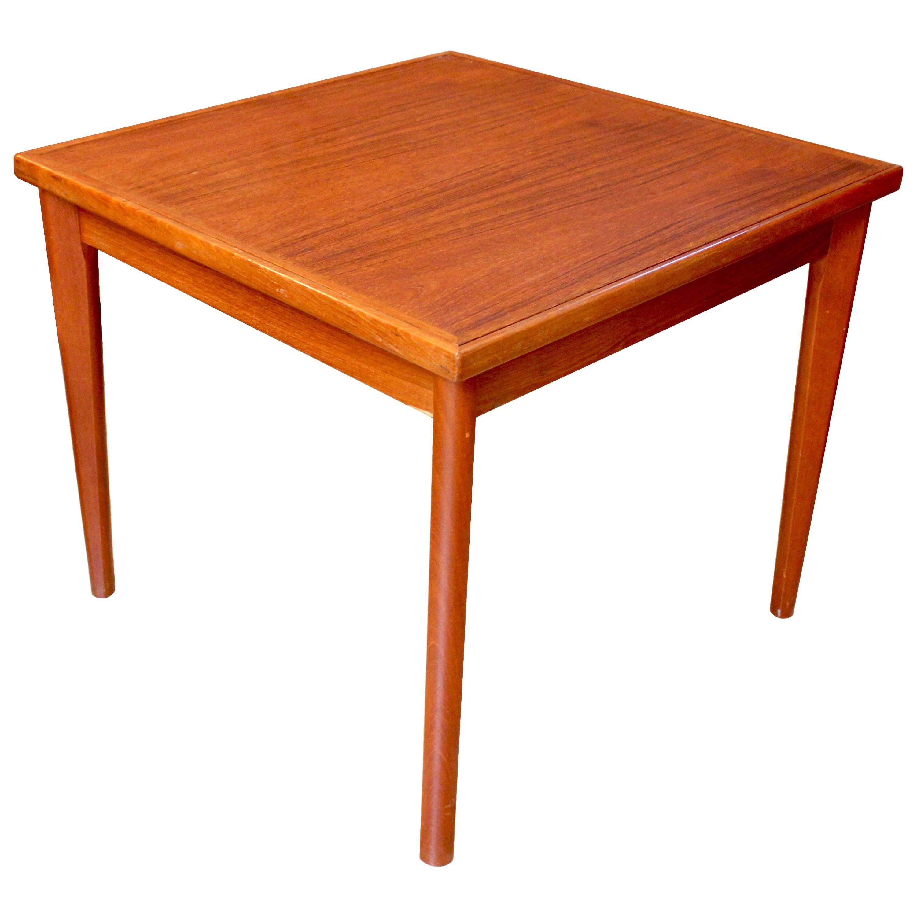 1960s Danish Modern Teak Game Table with Reversible Top by Furbo