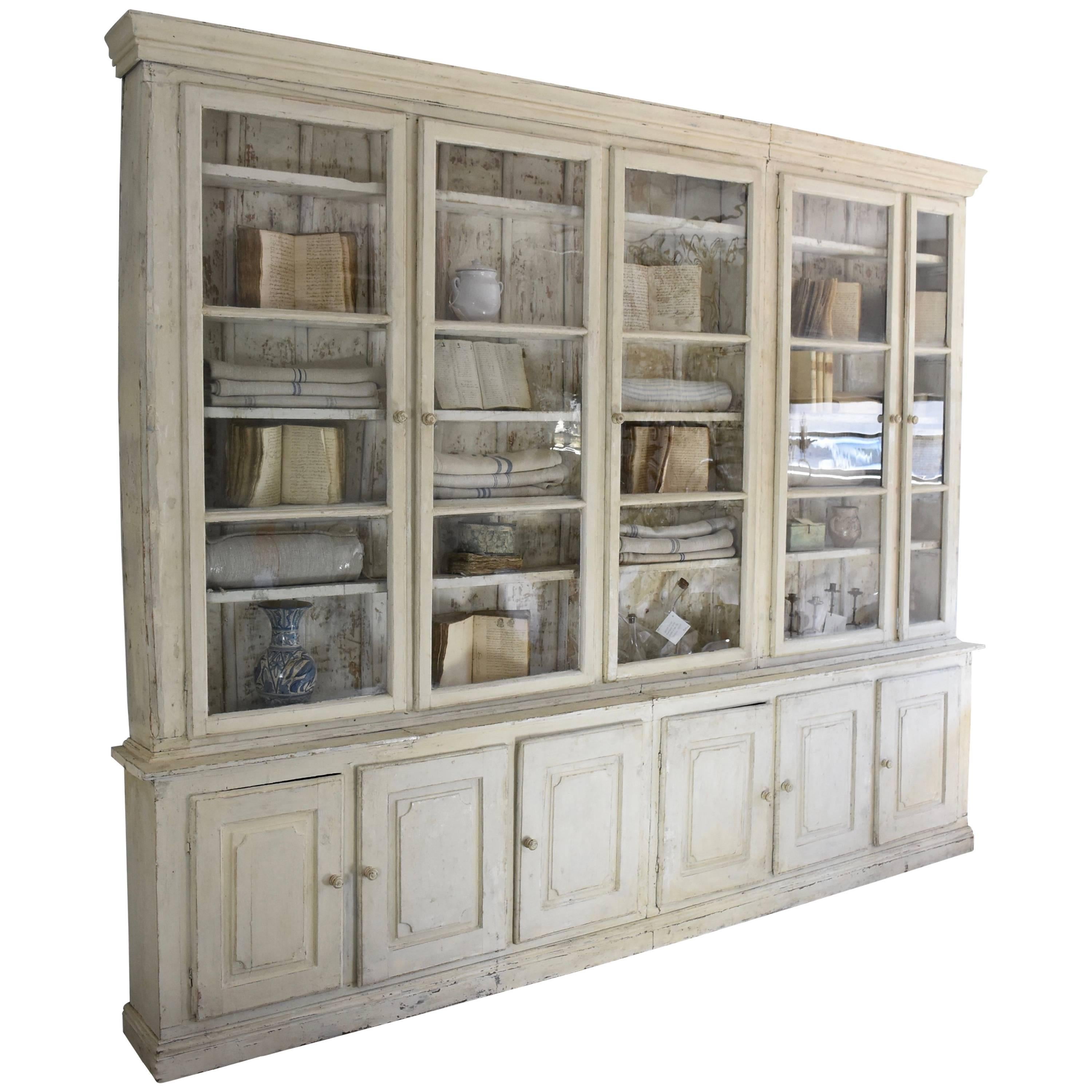 Spanish 18th Century Pharmacy Cabinet Painted in Creamy White